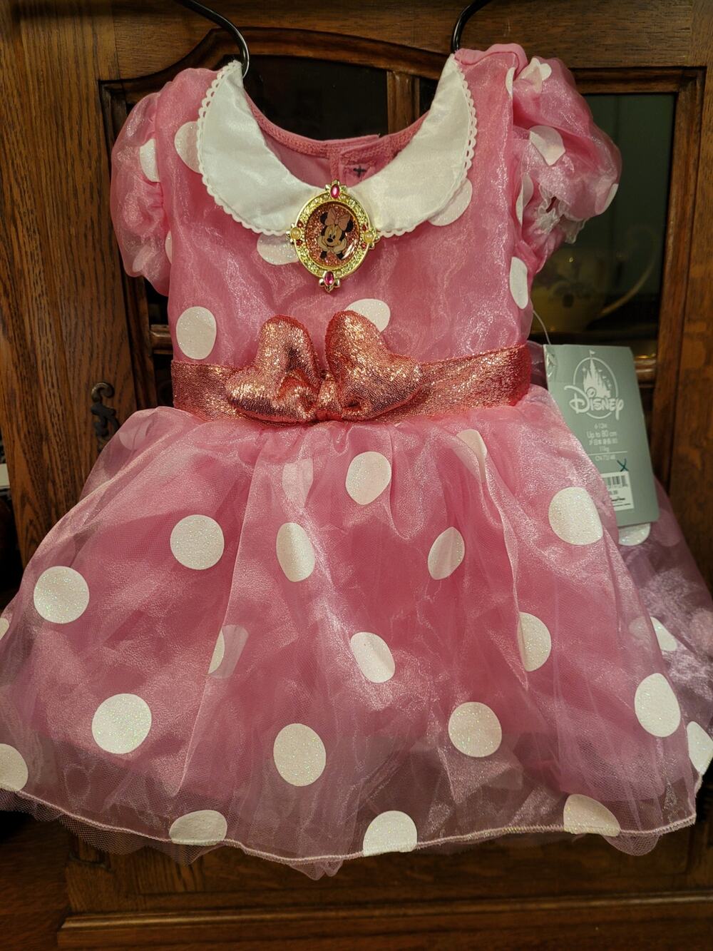 Disney Parks Minnie Mouse Baby Costume Dress 6-12 Months Pink Polka Dot NWT